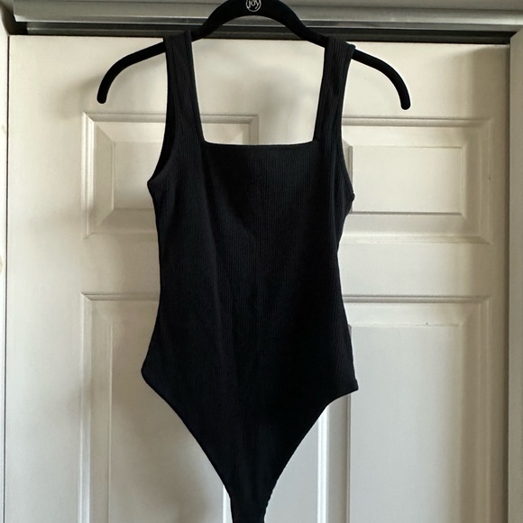 Top Shop Black Ribbed Bodysuit - Picture 2 of 5